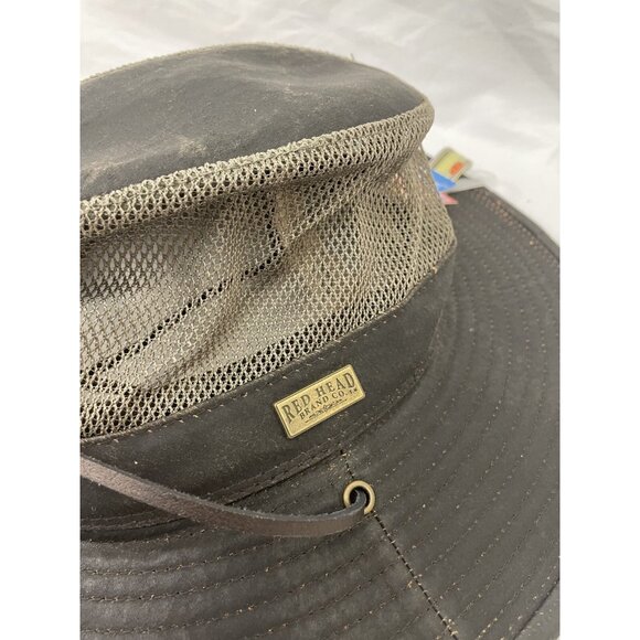 Red Head Boonie Hat Beige Hiking Camping Big Brim Mesh Size Small Brown - Picture 2 of 8
